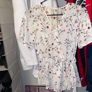 Cream blouse with flowers